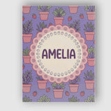 Personalised Name Cute Pink Plant Pots Custom  Modern Room Accent Elegant Feature Canvas Wall Art Print Decor Picture Ready to Hang