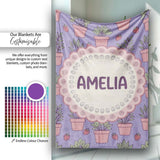 Cute Pink Plant Pots Leaves Strawberry Seamless Pattern Lavender  Personalised Custom Name Super Soft Fleece Blanket Bed Sofa Throw