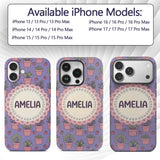 Cute Pink Plant Pots Leaves Strawberry Seamless Custom Name Protective Phone Case Mobile Cover Durable Everyday Smartphone Shock Resistant