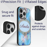 Peacock Feather Iridescent Blue Printed Design Custom Name Protective Phone Case Mobile Cover Durable Everyday Smartphone Shock Resistant