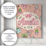 Personalised Name Cute Kawaii Garden Tools Custom  Unique Gift Idea Elegant Feature Canvas Wall Art Print Decor Picture Ready to Hang