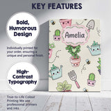 Personalised Name Cute Kawaii Garden Tools Custom  Unique Gift Idea Elegant Feature Canvas Wall Art Print Decor Picture Ready to Hang