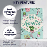 Personalised Name Cute Kawaii Garden Tools Custom  Unique Gift Idea Elegant Feature Canvas Wall Art Print Decor Picture Ready to Hang