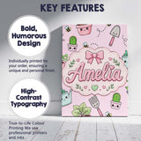 Personalised Name Cute Kawaii Garden Tools Custom  Unique Gift Idea Elegant Feature Canvas Wall Art Print Decor Picture Ready to Hang