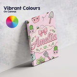 Personalised Name Cute Kawaii Garden Tools Custom  Unique Gift Idea Elegant Feature Canvas Wall Art Print Decor Picture Ready to Hang