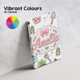 Personalised Name Cute Kawaii Garden Tools Custom  Unique Gift Idea Elegant Feature Canvas Wall Art Print Decor Picture Ready to Hang