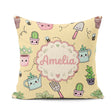 Custom Name Cute Kawaii Garden Tools Plants Bees Seamless Yellow Square Filled Cushion Throw Pillow Sofa Bed Home Decor Zip Washable UK Made