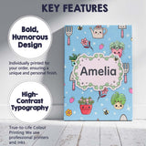 Personalised Name Cute Kawaii Garden Tools Custom  Unique Gift Idea Elegant Feature Canvas Wall Art Print Decor Picture Ready to Hang
