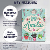 Personalised Name Cute Kawaii Garden Tools Custom  Unique Gift Idea Elegant Feature Canvas Wall Art Print Decor Picture Ready to Hang