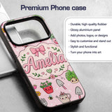 Cute Kawaii Garden Tools Plants Bees Seamless Custom Name Protective Phone Case Mobile Cover Durable Everyday Smartphone Shock Resistant
