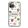 Cute Kawaii Garden Tools Plants Bees Seamless Custom Name Protective Phone Case Mobile Cover Durable Everyday Smartphone Shock Resistant