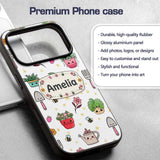 Cute Kawaii Garden Tools Plants Bees Seamless Custom Name Protective Phone Case Mobile Cover Durable Everyday Smartphone Shock Resistant