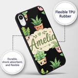 Cute Kawaii Cute Plant Pots Leaves Printed Design Custom Name Protective Phone Case Mobile Cover Durable Everyday Smartphone Shock Resistant