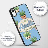 Cute Kawaii Cute Plant Pots Leaves Printed Design Custom Name Protective Phone Case Mobile Cover Durable Everyday Smartphone Shock Resistant