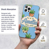 Cute Kawaii Cute Plant Pots Leaves Printed Design Custom Name Protective Phone Case Mobile Cover Durable Everyday Smartphone Shock Resistant