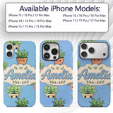 Cute Kawaii Cute Plant Pots Leaves Printed Design Custom Name Protective Phone Case Mobile Cover Durable Everyday Smartphone Shock Resistant