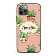 Cute Kawaii Smiling Plant Pots Leaves Seamless Custom Name Protective Phone Case Mobile Cover Durable Everyday Smartphone Shock Resistant