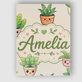 Personalised Name Cute Kawaii Smiling Plant Custom  Bespoke Interior Contemporary Canvas Wall Art Print Decor Picture Ready to Hang