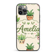 Cute Kawaii Smiling Plant Pots Leaves Seamless Custom Name Protective Phone Case Mobile Cover Durable Everyday Smartphone Shock Resistant