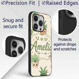 Cute Kawaii Smiling Plant Pots Leaves Seamless Custom Name Protective Phone Case Mobile Cover Durable Everyday Smartphone Shock Resistant