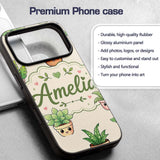 Cute Kawaii Smiling Plant Pots Leaves Seamless Custom Name Protective Phone Case Mobile Cover Durable Everyday Smartphone Shock Resistant