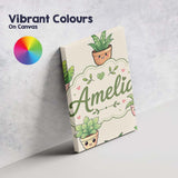 Personalised Name Cute Kawaii Smiling Plant Custom  Bespoke Interior Contemporary Canvas Wall Art Print Decor Picture Ready to Hang