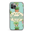 Cute Kawaii Smiling Plant Pots Leaves Seamless Custom Name Protective Phone Case Mobile Cover Durable Everyday Smartphone Shock Resistant