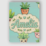 Personalised Name Cute Kawaii Smiling Plant Custom  Bespoke Interior Contemporary Canvas Wall Art Print Decor Picture Ready to Hang