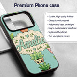 Cute Kawaii Smiling Plant Pots Leaves Seamless Custom Name Protective Phone Case Mobile Cover Durable Everyday Smartphone Shock Resistant