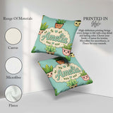 Custom Name Cute Kawaii Smiling Plant Pots Seamless Pattern Mint Square Filled Cushion Throw Pillow Sofa Bed Home Decor Zip Washable UK Made