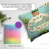 Custom Name Cute Kawaii Smiling Plant Pots Seamless Pattern Mint Square Filled Cushion Throw Pillow Sofa Bed Home Decor Zip Washable UK Made