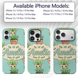 Cute Kawaii Smiling Plant Pots Leaves Seamless Custom Name Protective Phone Case Mobile Cover Durable Everyday Smartphone Shock Resistant