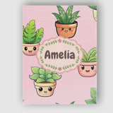Personalised Name Cute Kawaii Smiling Plant Custom  Bespoke Interior Contemporary Canvas Wall Art Print Decor Picture Ready to Hang