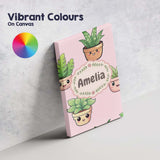 Personalised Name Cute Kawaii Smiling Plant Custom  Bespoke Interior Contemporary Canvas Wall Art Print Decor Picture Ready to Hang