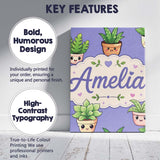 Personalised Name Cute Kawaii Smiling Plant Custom  Bespoke Interior Contemporary Canvas Wall Art Print Decor Picture Ready to Hang