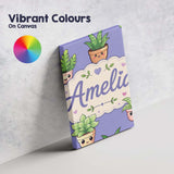 Personalised Name Cute Kawaii Smiling Plant Custom  Bespoke Interior Contemporary Canvas Wall Art Print Decor Picture Ready to Hang