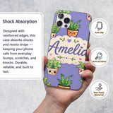 Cute Kawaii Smiling Plant Pots Leaves Seamless Custom Name Protective Phone Case Mobile Cover Durable Everyday Smartphone Shock Resistant