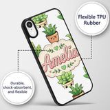 Cute Kawaii Smiling Plant Pots Leaves Seamless Custom Name Protective Phone Case Mobile Cover Durable Everyday Smartphone Shock Resistant