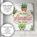 Personalised Name Cute Kawaii Smiling Plant Custom  Bespoke Interior Contemporary Canvas Wall Art Print Decor Picture Ready to Hang