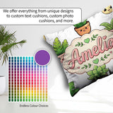 Custom Name Cute Kawaii Smiling Plant Pots Seamless Pattern Grey Square Filled Cushion Throw Pillow Sofa Bed Home Decor Zip Washable UK Made