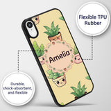 Cute Kawaii Smiling Plant Pots Leaves Seamless Custom Name Protective Phone Case Mobile Cover Durable Everyday Smartphone Shock Resistant