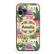 Cute Kawaii Smiling Plant Pots Succulents Leaves Custom Name Protective Phone Case Mobile Cover Durable Everyday Smartphone Shock Resistant