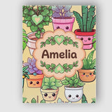 Personalised Name Cute Kawaii Smiling Plant Custom  Bespoke Interior Contemporary Canvas Wall Art Print Decor Picture Ready to Hang