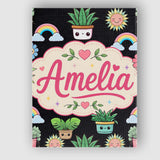 Personalised Name Cute Kawaii Rainbow Sun Custom  Unique Gift Idea Elegant Feature Canvas Wall Art Print Decor Picture Ready to Hang
