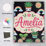 Personalised Name Cute Kawaii Rainbow Sun Custom  Unique Gift Idea Elegant Feature Canvas Wall Art Print Decor Picture Ready to Hang