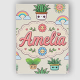 Personalised Name Cute Kawaii Rainbow Sun Custom  Unique Gift Idea Elegant Feature Canvas Wall Art Print Decor Picture Ready to Hang