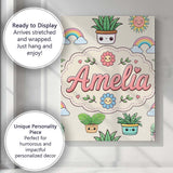 Personalised Name Cute Kawaii Rainbow Sun Custom  Unique Gift Idea Elegant Feature Canvas Wall Art Print Decor Picture Ready to Hang