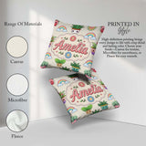 Custom Name Kawaii Rainbow Sun Flowers Plant Pots Seamless Cream Square Filled Cushion Throw Pillow Sofa Bed Home Decor Zip Washable UK Made