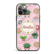 Cute Kawaii Rainbow Sun Flowers Printed Design Custom Name Protective Phone Case Mobile Cover Durable Everyday Smartphone Shock Resistant