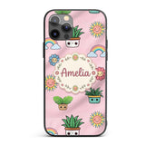 Cute Kawaii Rainbow Sun Flowers Printed Design Custom Name Protective Phone Case Mobile Cover Durable Everyday Smartphone Shock Resistant
